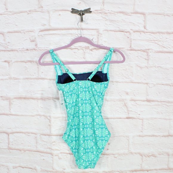 NEW LL Bean Blue Nylon Lycra Sunblocking Swimwear One-Piece Swimsuit Size 4 - Picture 4 of 11